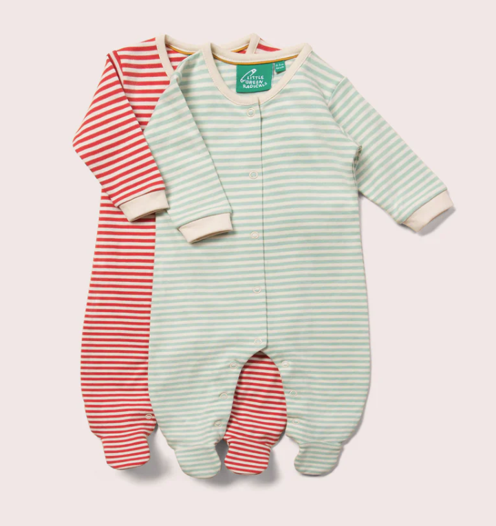 Green Or Red Striped Babygrow