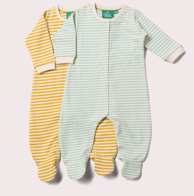 Baby Blue Or Red Striped Babygrow