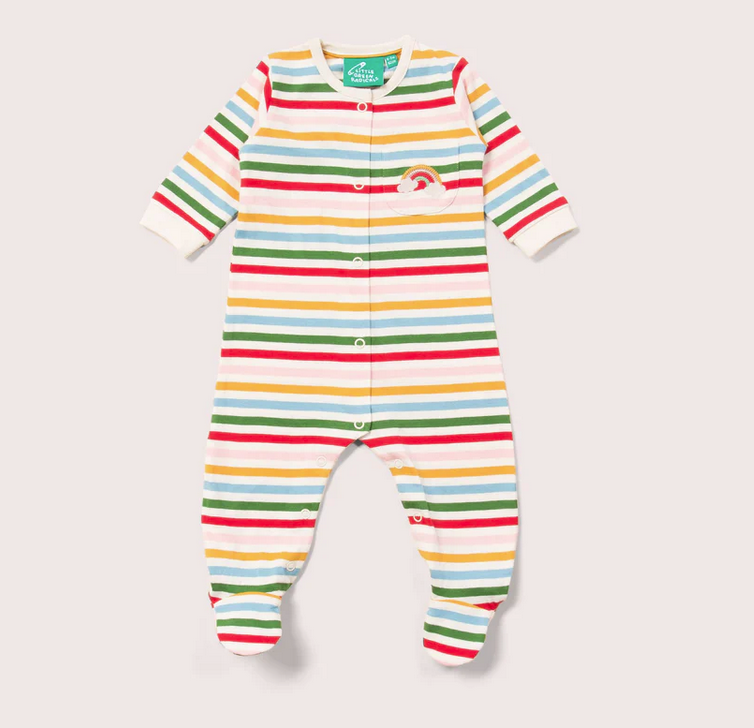 Rainbow Striped & Embroidered Babygrow