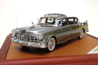 1956 IMPERIAL CROWN LIMOUSINE, KING SAUD. WHITE OVER METALLIC GREY.  SCALE 1:43.