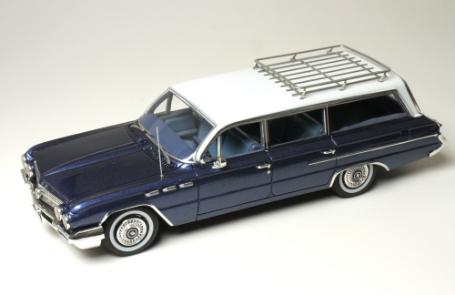 1 1962 BUICK STATION WAGON, WHITE OVER CADET BLUE, ROOFRACK.