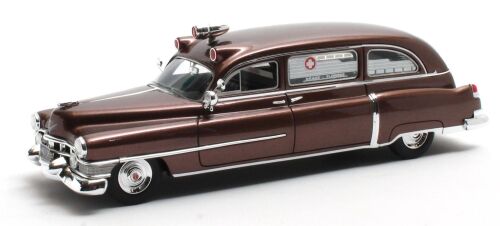 1951 CADILLAC SUPERIOR AMBULANCE, METALLIC BROWN.