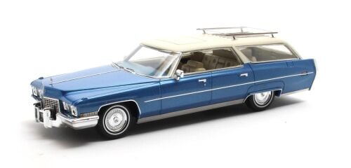 1 1972 CADILLAC DE VILLE STATION WAGON - CREAM/METALLIC BLUE. ETA Q3 2025.