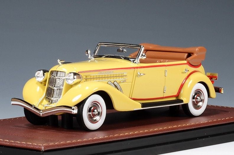 GLM: 1935 AUBURN 851 SUPERCHARGED PHAETON, YELLOW. OPEN.