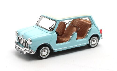 1 1962 AUSTIN MINI BEACH CAR, WHITE OVER PALE BLUE.