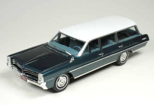 1 1964 PONTIAC SAFARI, WHITE OVER GULF AQUA.