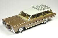 1 1964 PONTIAC SAFARI, WHITE OVER SADDLE BRONZE, WITH ROOFRACK.