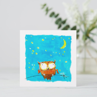Starry Night Owl Greeting Card