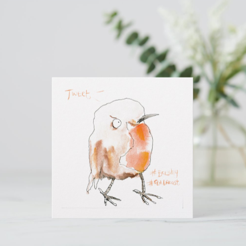 Bolshy Robin Redbreast Christmas Card
