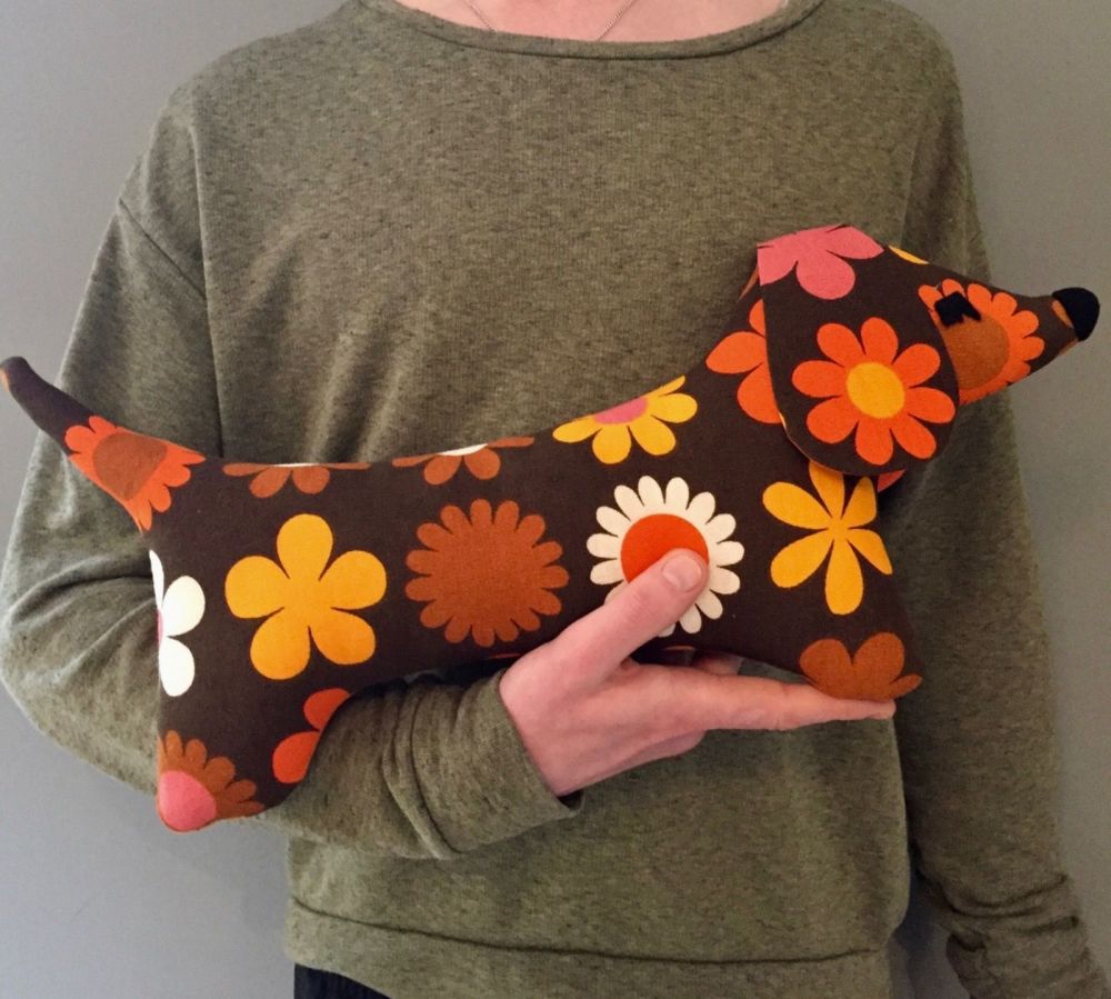 Soft Dachshund - Retro Flower Fabric