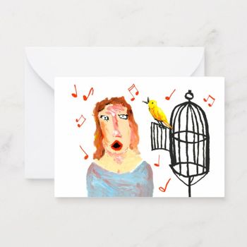 Lady Canary Singer Notecard