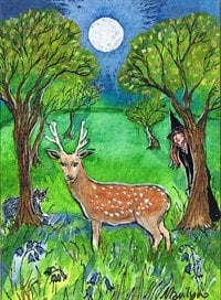 Deer in the forest - art print