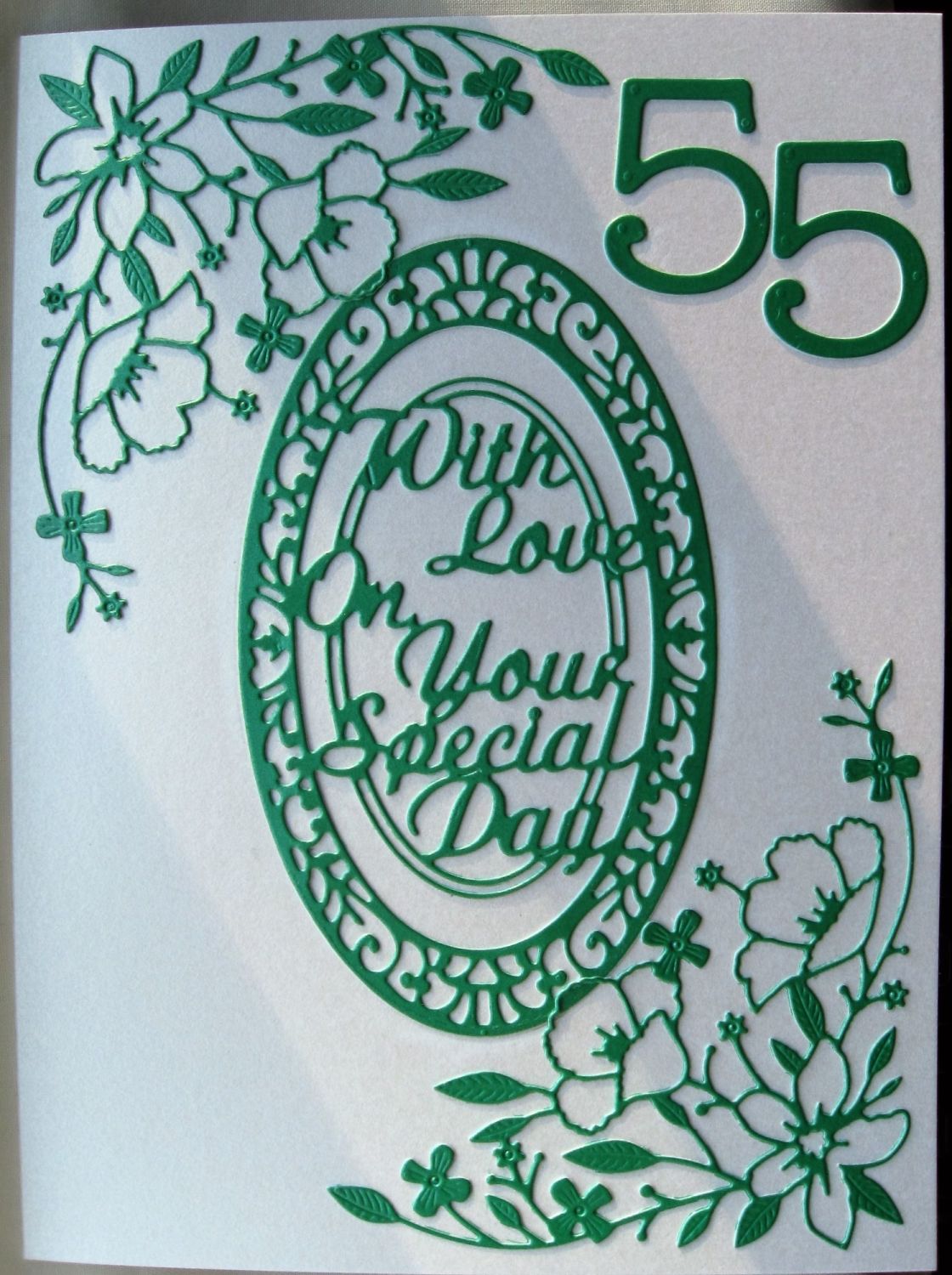 Handmade Emerald Wedding diecut card