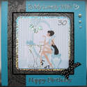 Lovely Wife turq/black lace handmade birthday card