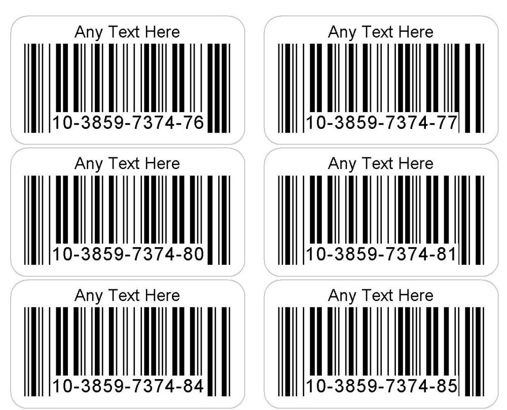 Printed Barcode Number Stickers - 1000 Unique Personalised Sticky Labels