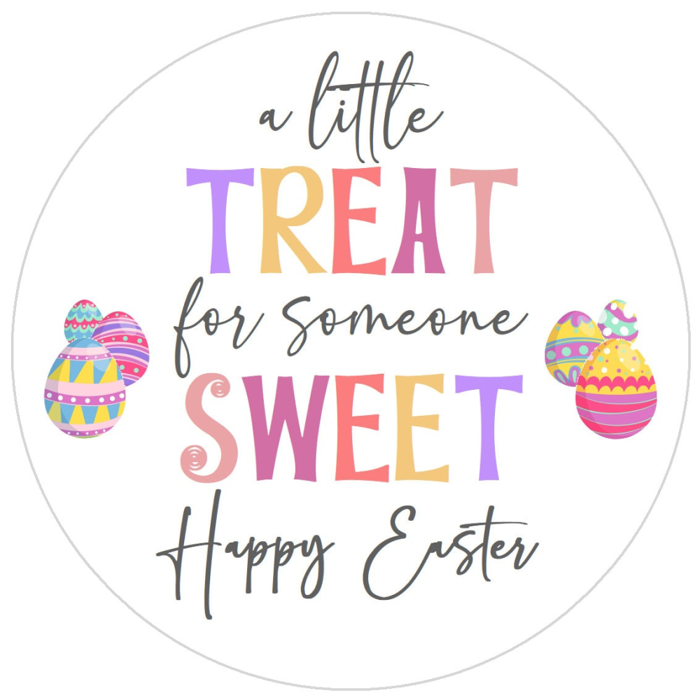 Happy Easter A Little Treat For Someone Sweet Circle Personalised Labels Round Printed Stickers