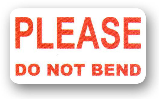 Small - Do Not Bend Label - 38mm x 21.2mm