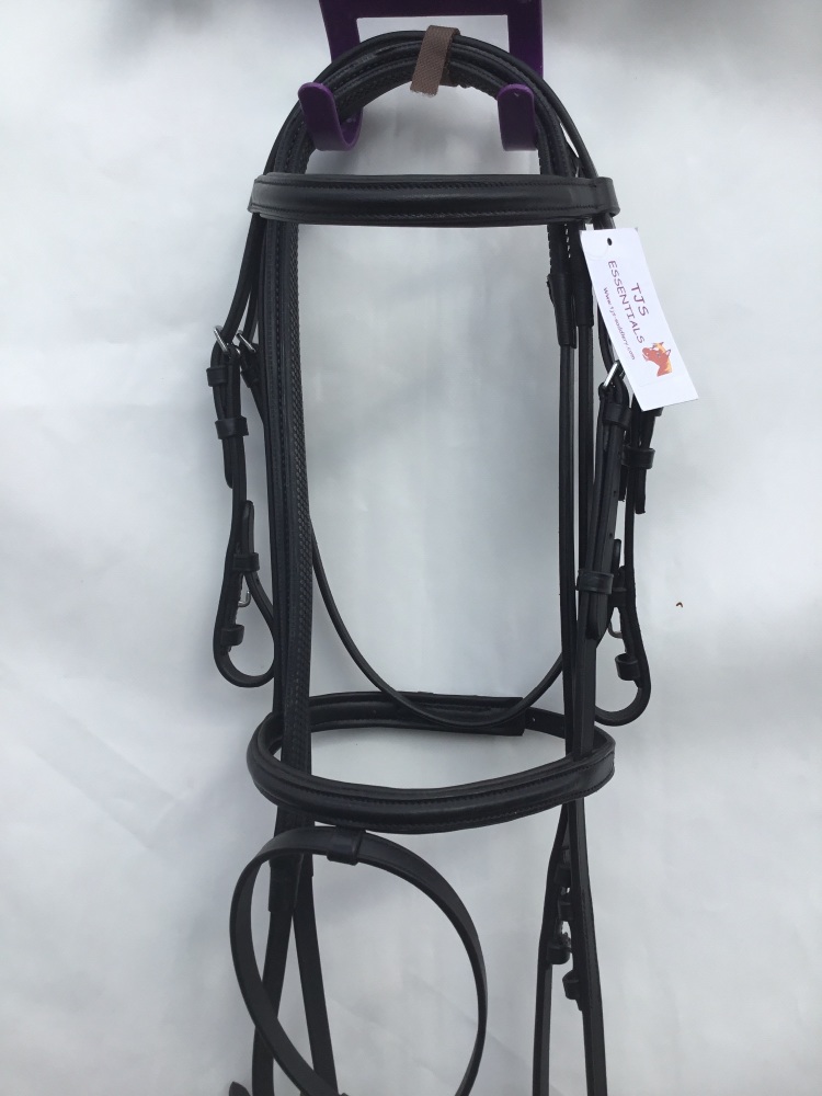 Quality Leather Flash Bridle with Rubber Reins / TJS Saddlery