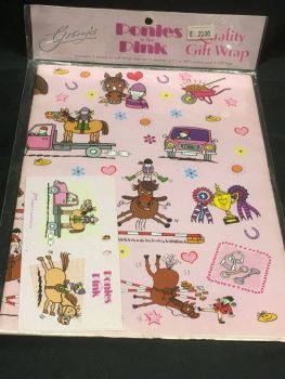 Ponies in Pink  gift wrap Was £2.00