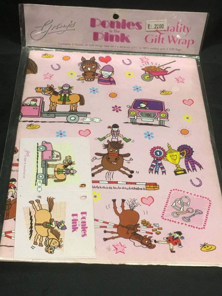 Ponies in Pink  gift wrap Was £2.00