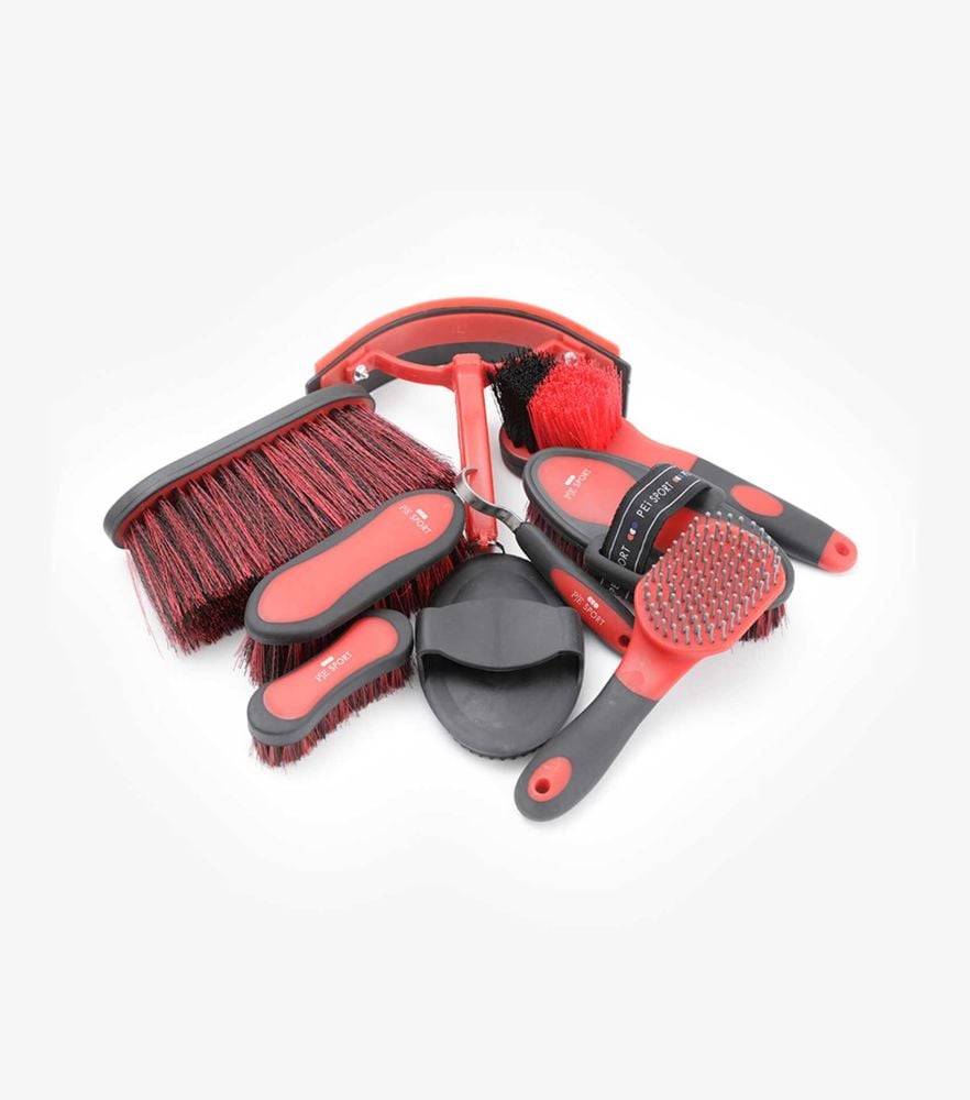 Premier Equine Soft Touch Grooming Kit - Black / Red