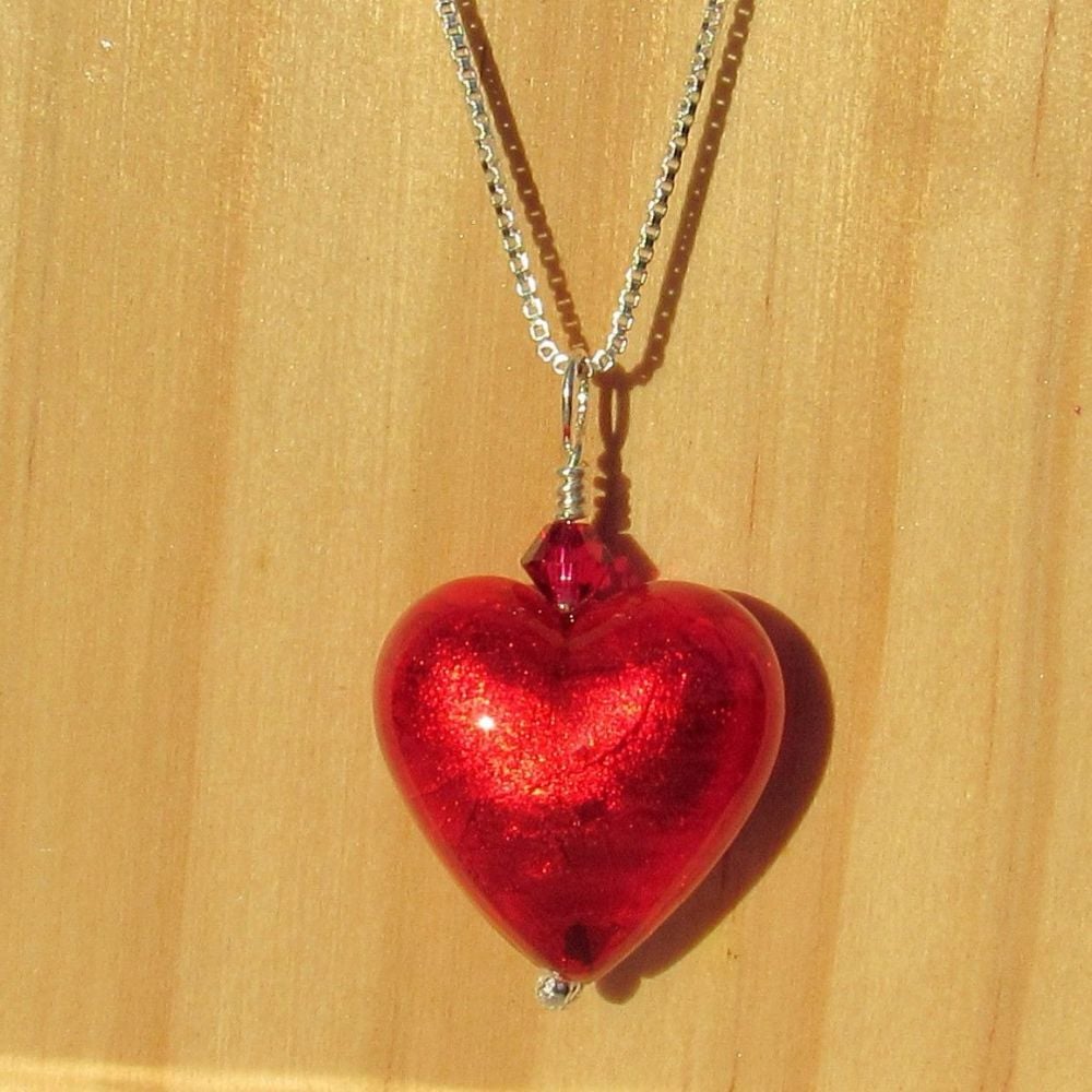 Silver 18mm Flame Red Heart 