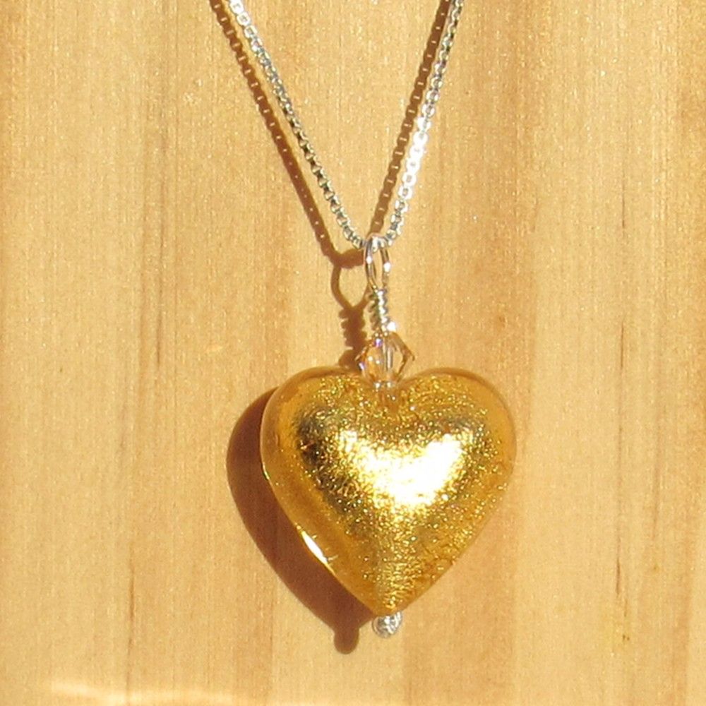 24ct Gold Foil 18mm Heart Pendant  - MGPA5