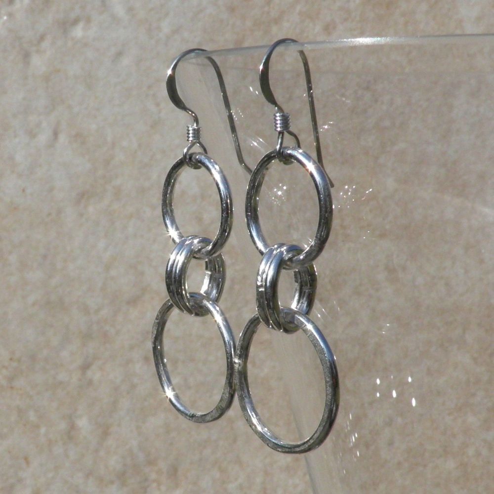 Silver Circle & Oval Earrings  "Connections" - SWCE4