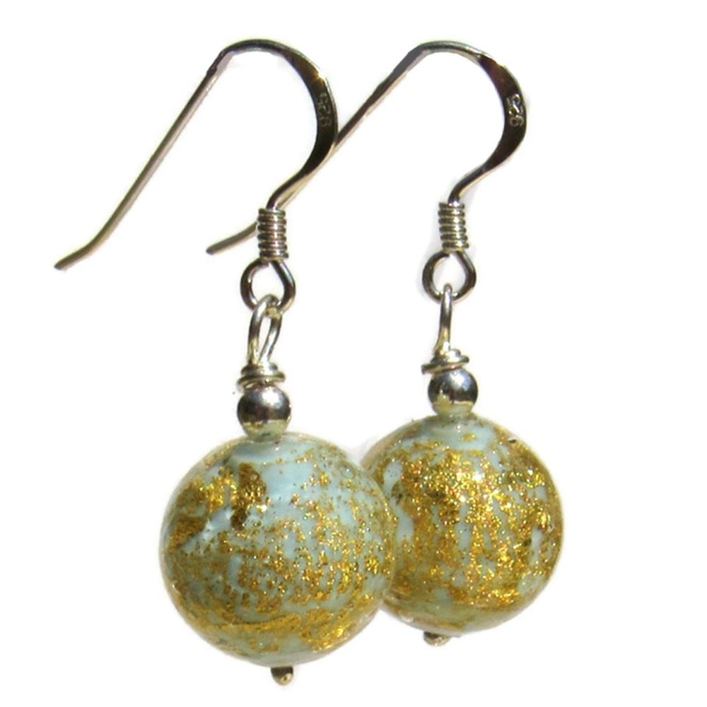 Silver, Murano Blue and Gold Celeste Round Drops - MGER10CoD