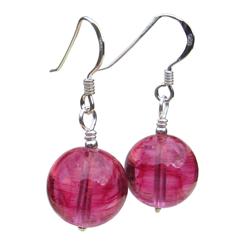 Candy Pink Round Murano Earrings -MGER9