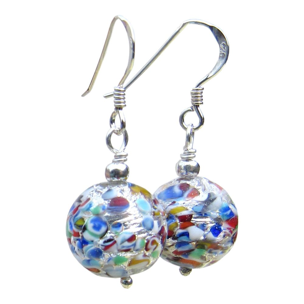 Multicolour Sterling Silver Murano Earrings - MGER15