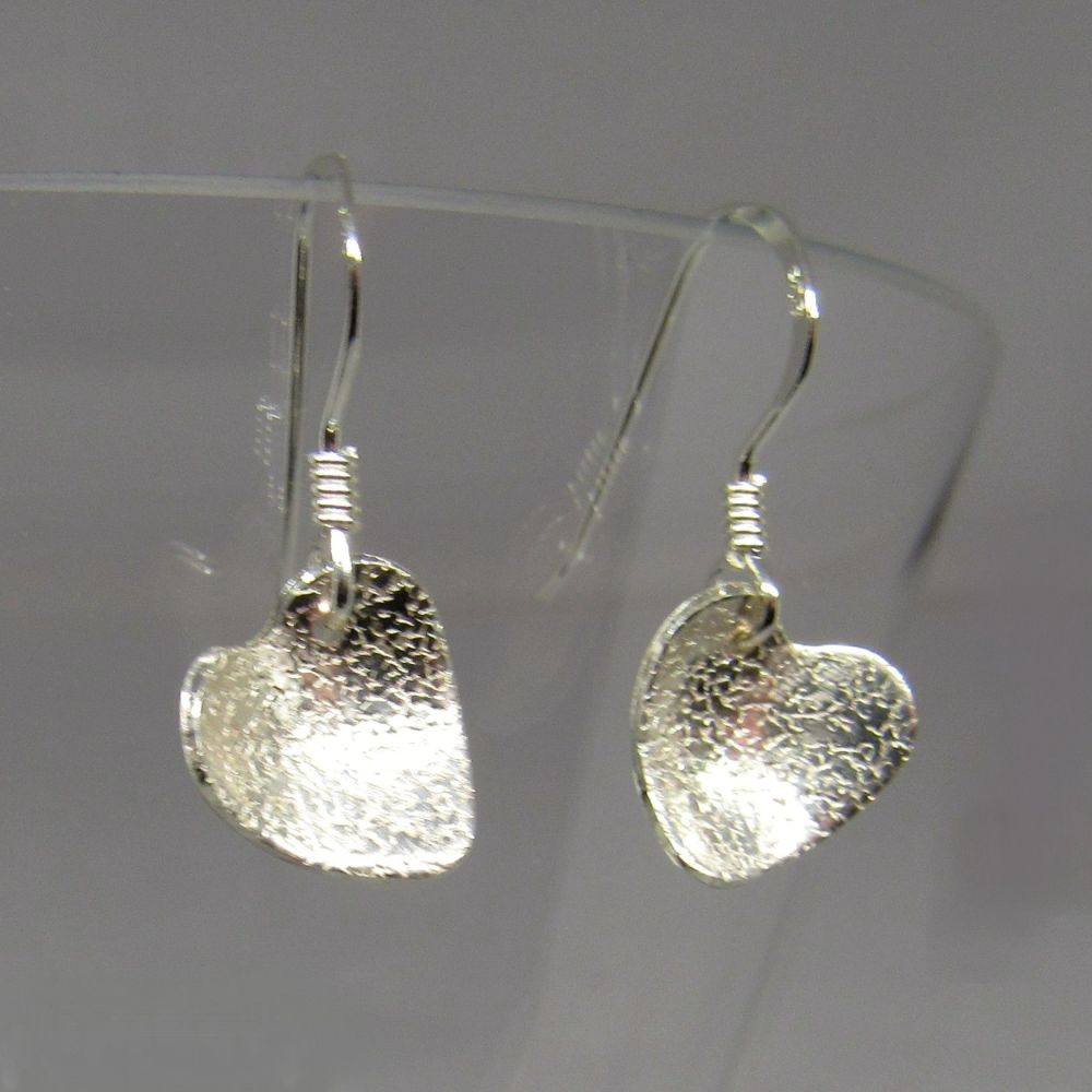 Silver Heart Drop Earrings - JTAE14