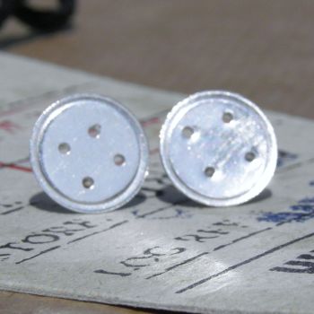 Silver Button Earrings - BCE3