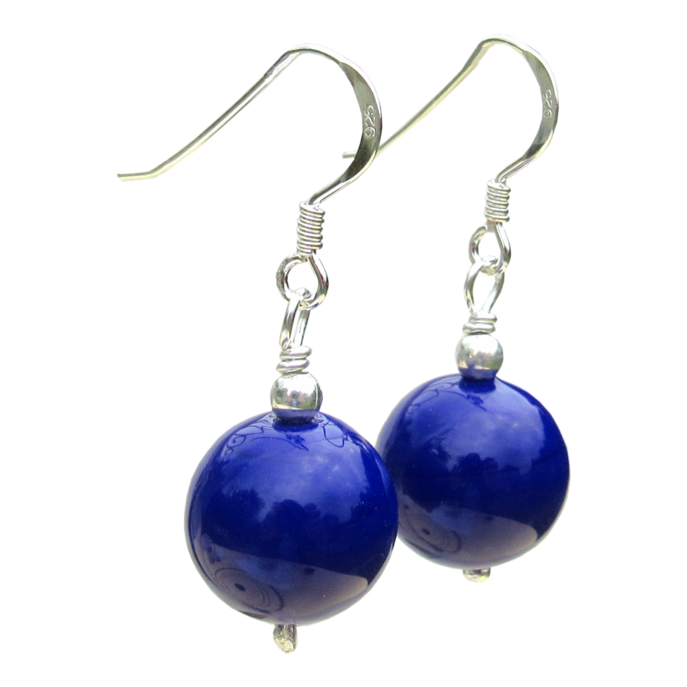 Cobalt Blue Round Murano Earrings -MGERC10