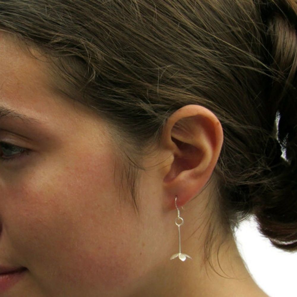 Silver Flower Drop Earrings - GCE27