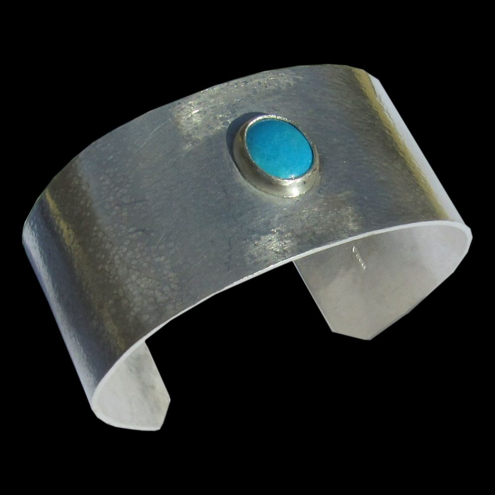Handmade Silver Cuff  Bracelet- Turquoise  -  DDCB7