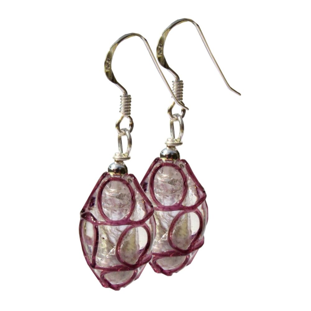 Purple Oval Amethyst Murano Earrings - MGE1lo