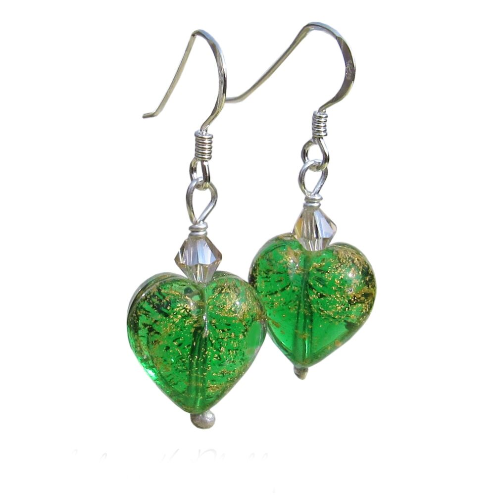 Green and Gold Murano Earrings - MGE3CoD