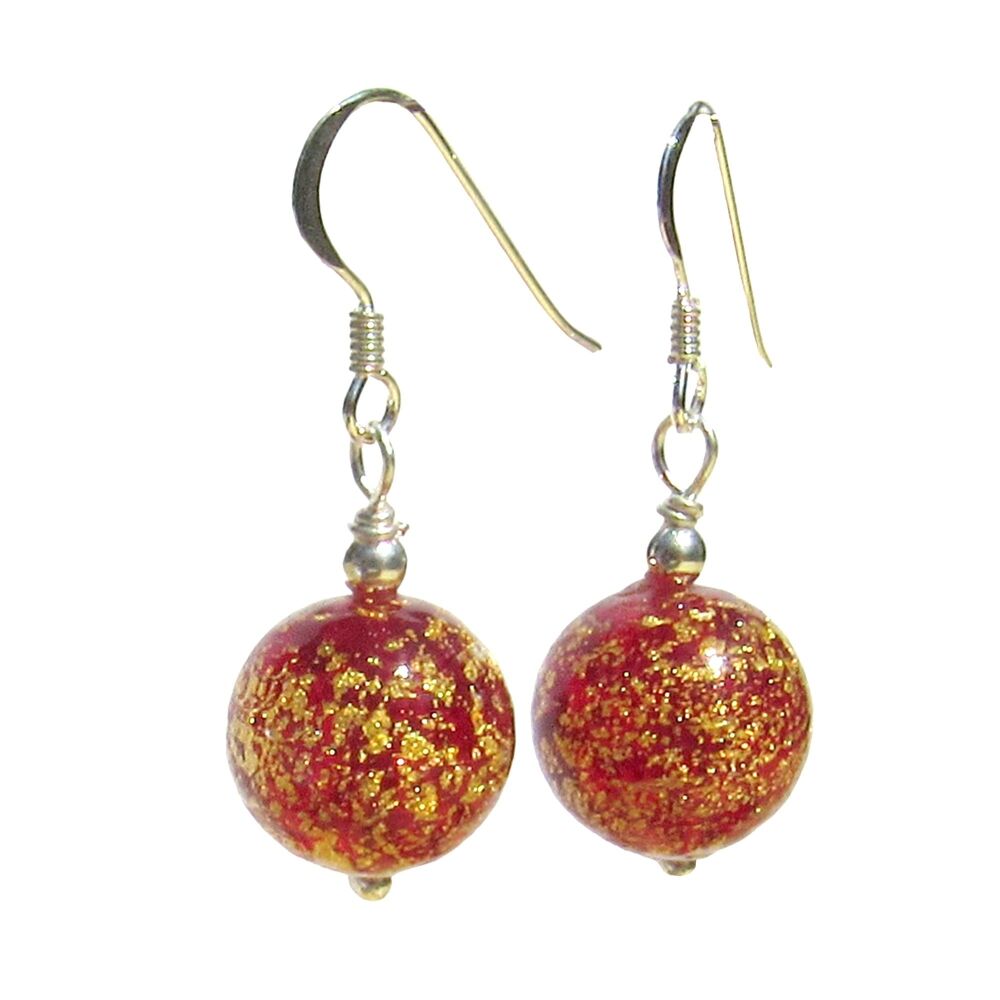 Red and Gold Splash Round Drop Earrings - MGER4CoD