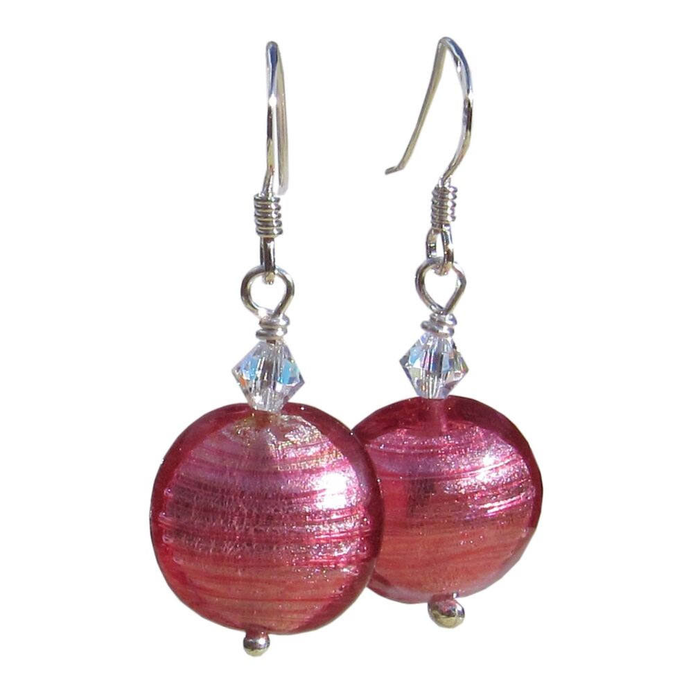 Pink Oval Murano Earrings - MGE8drH