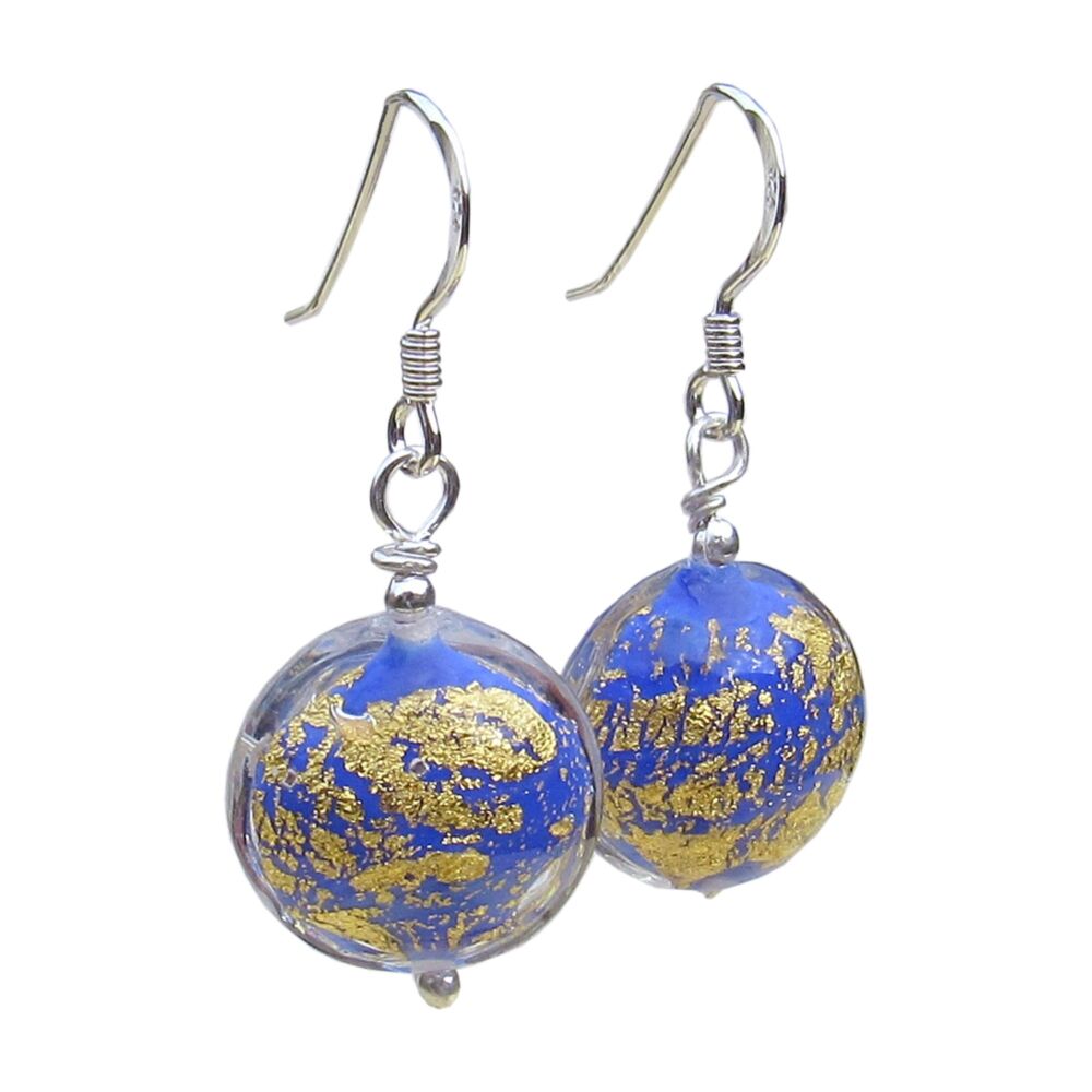 Murano Lapis Blue Oval Earrings - MGE10CoDL