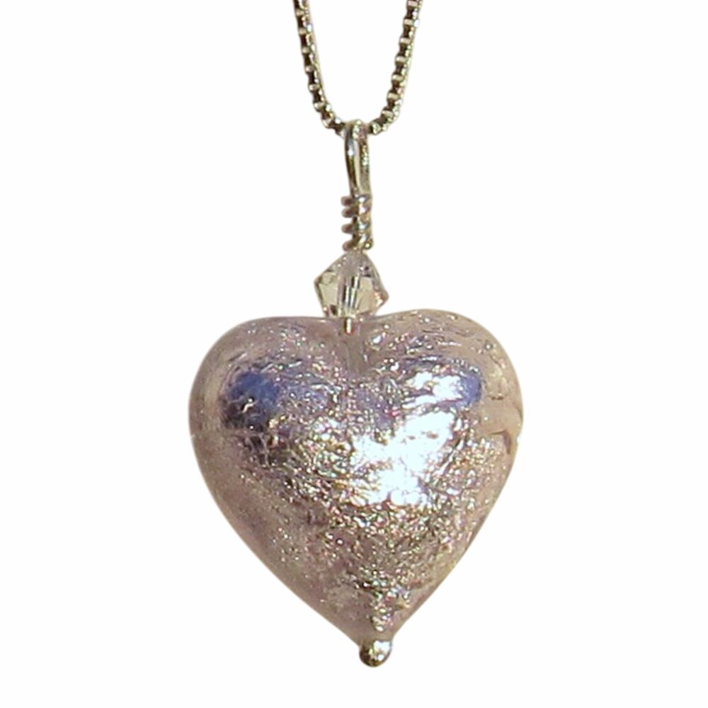 Pale Pink 18mm Murano Heart Necklace- MGPA9