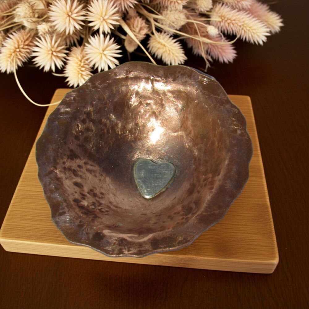 Handmade Copper Bowl with Silver Heart - CB