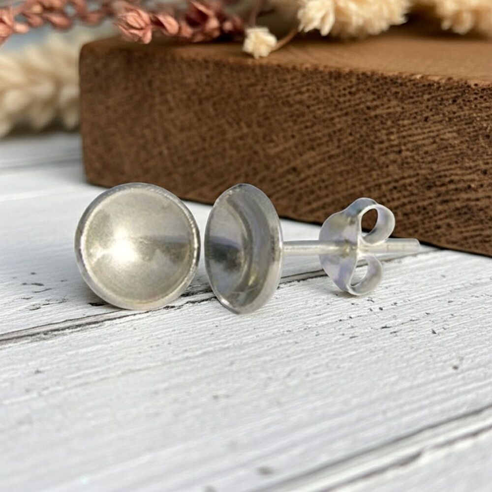Silver Disc Stud Earrings - DDE14