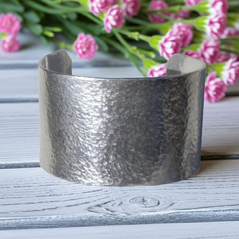 Silver Cuff Bracelet Hand Hammered  -  DDCB8