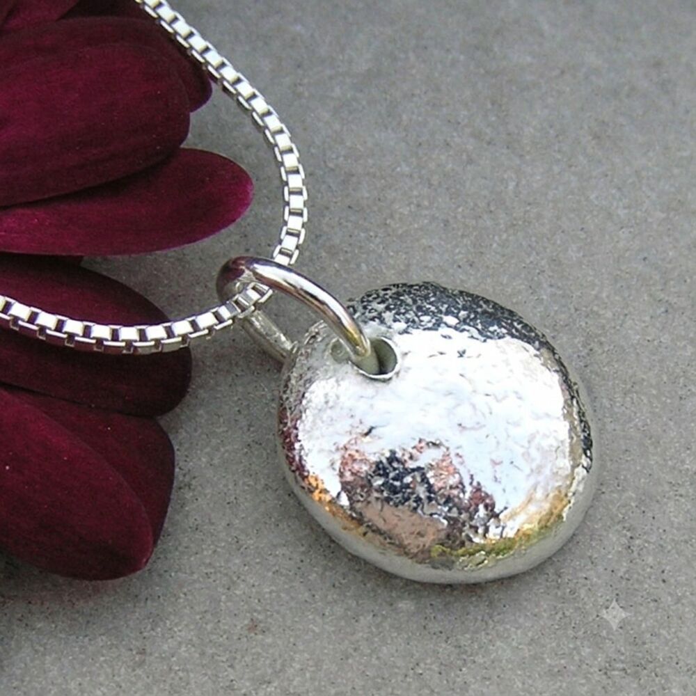 Solid Recycled Sterling Silver Nugget Necklace -  GCP10