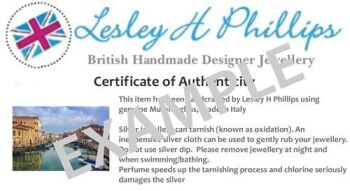Murano certificate care card. example - small