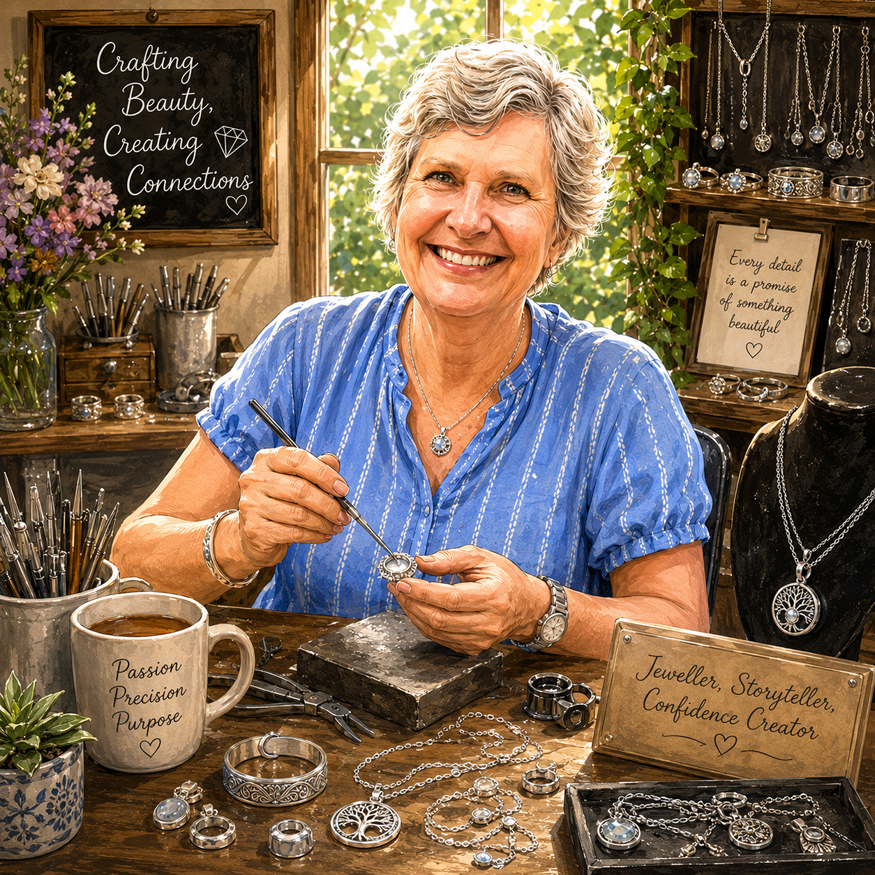 Lesley using piercing saw