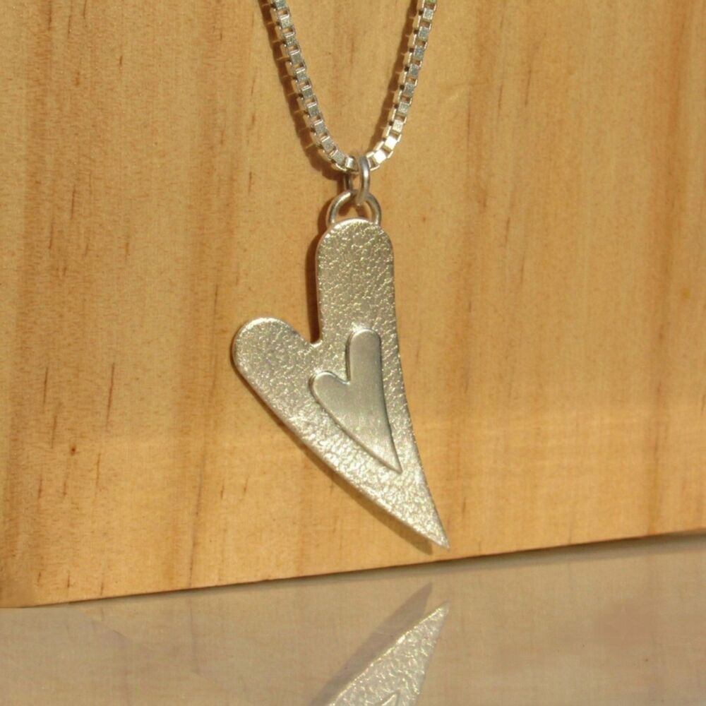 Sterling Silver Double Hearts Necklace - JTAP16