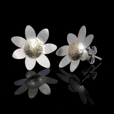 Daisy Studs with Gold "He Loves Me..."  - JTAE9